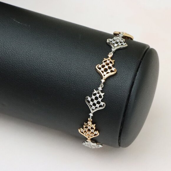 "Crown Charm Rose Gold & Silver Bracelet with CZ Accents, XPBL0803 - Picture 9 of 12